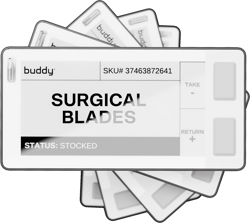 Buddy Surgical Blades device with stacked inventory cards